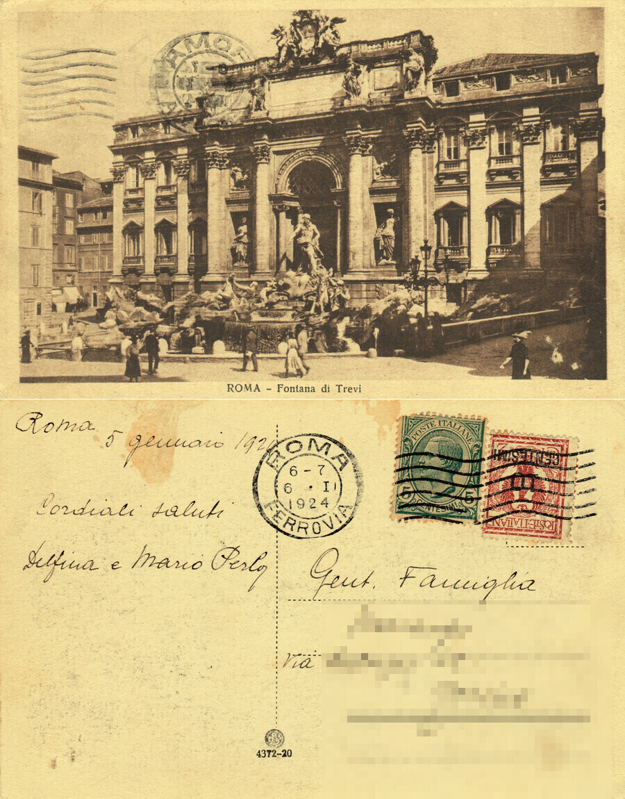 Roma. Fontana di Trevi. Viaggiata 1924