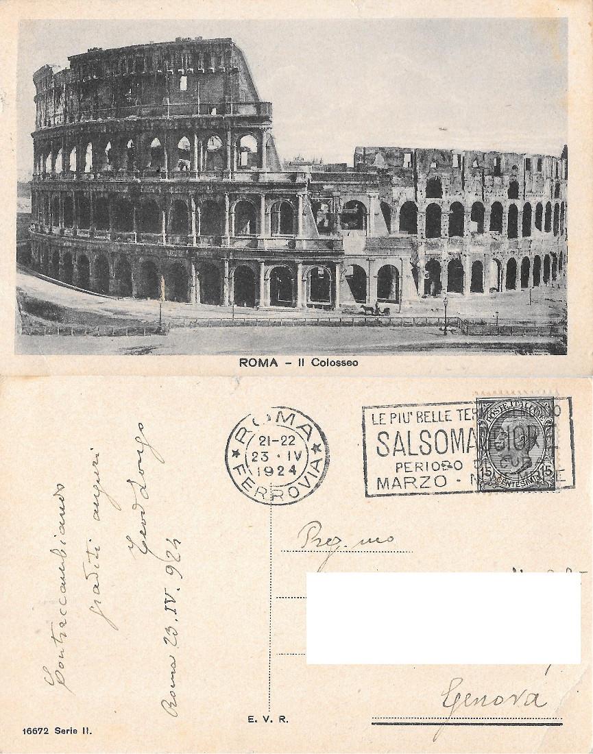 Roma. Il Colosseo. Viaggiata 1924