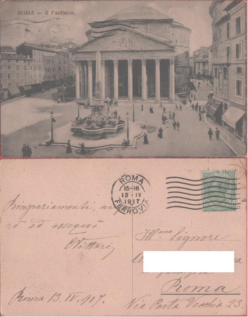 Roma. Il Pantheon. Viaggiata 1917, animata