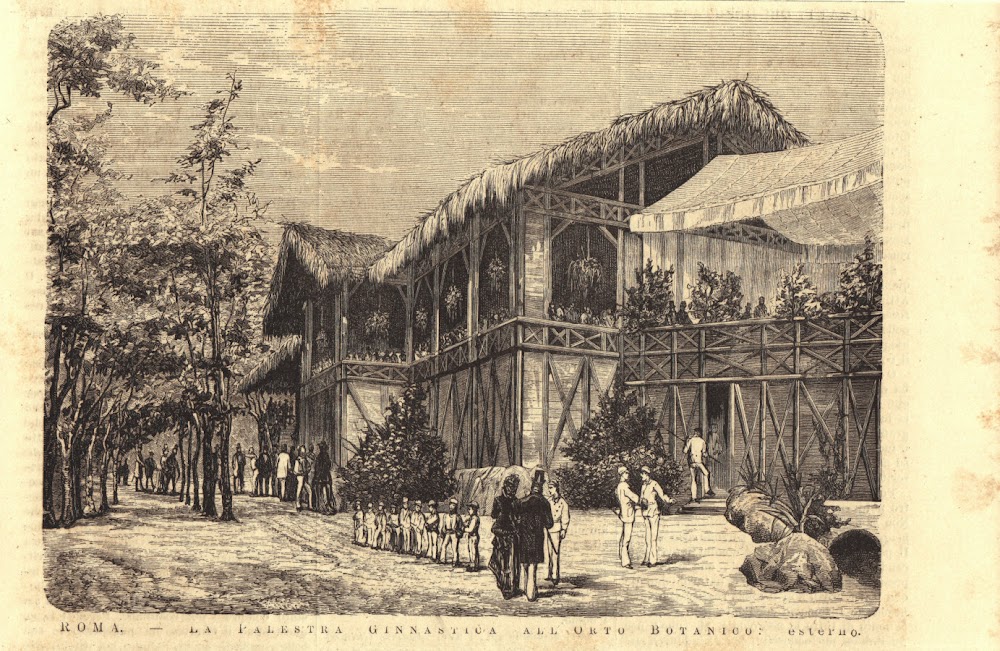 Roma. La Palestra Ginnastica all'Orto Botanico Stampa 1876