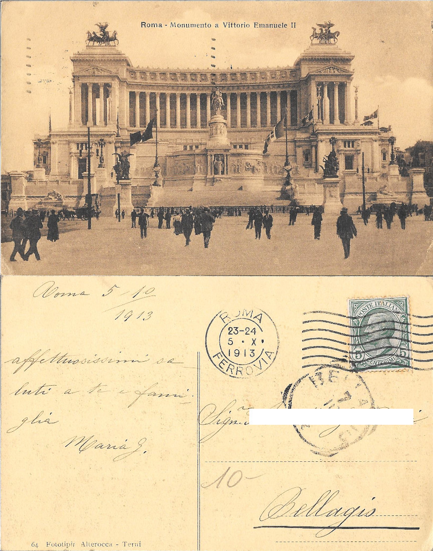 Roma. Monumento a Vittorio Emanuele II. Viaggiata 1913