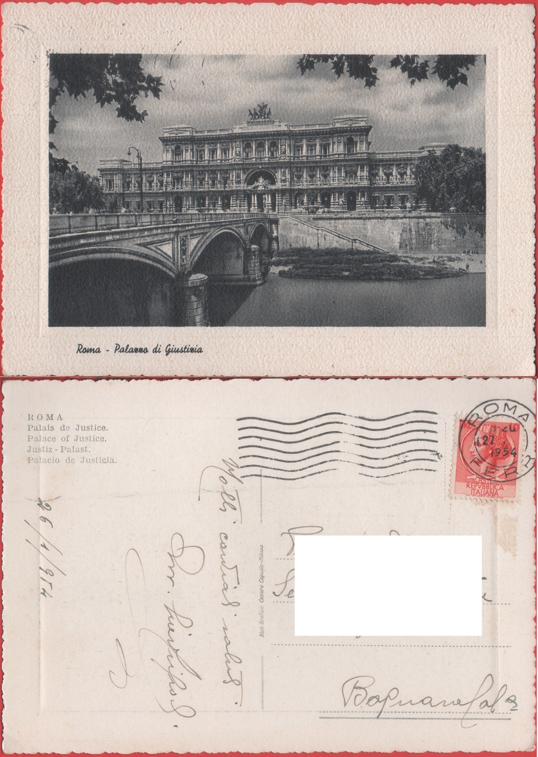 Roma. Palazzo di Giustizia. Viaggiata 1954