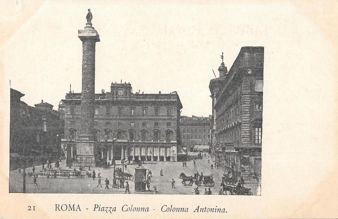 Roma. Piazza Colonna, Colonna Antonina. Non viaggiata, originale d'epoca