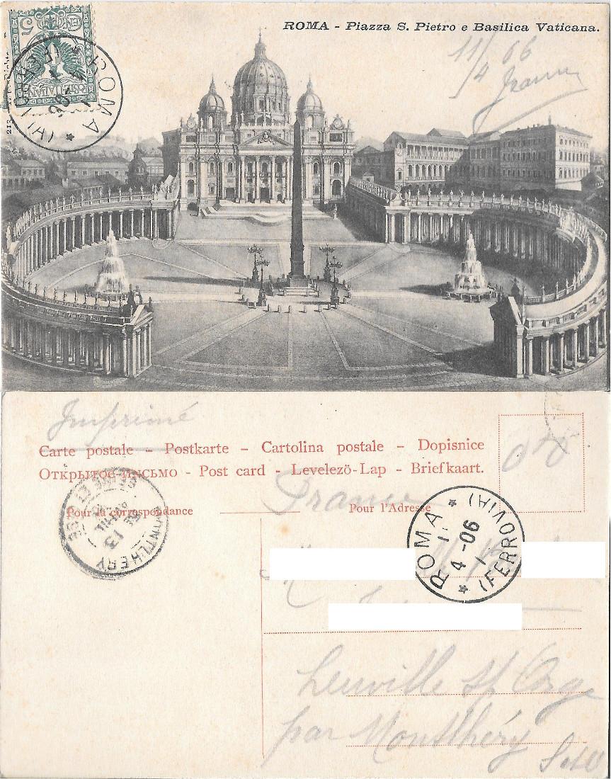 Roma. Piazza S. Pietro e Basilica Vaticana. Viaggiata 1903
