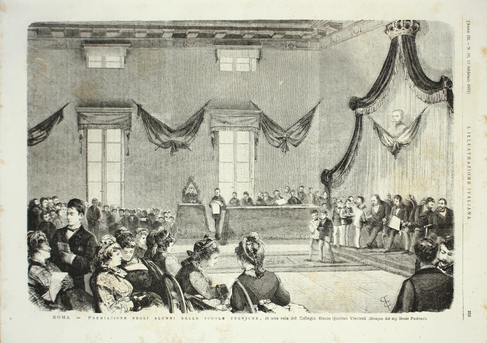 Roma. Premiazione degli alunni delle scuole tecniche. Stampa 1876