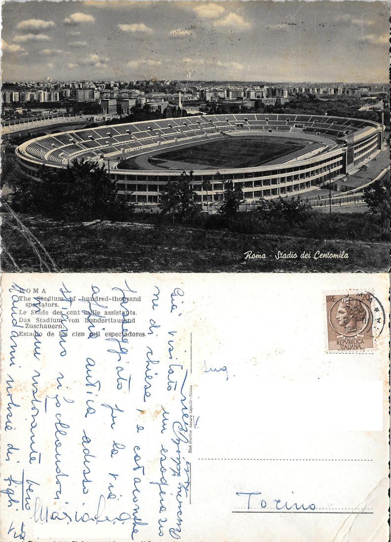 Roma. Stadio dei Centomila. Viaggiata 1958