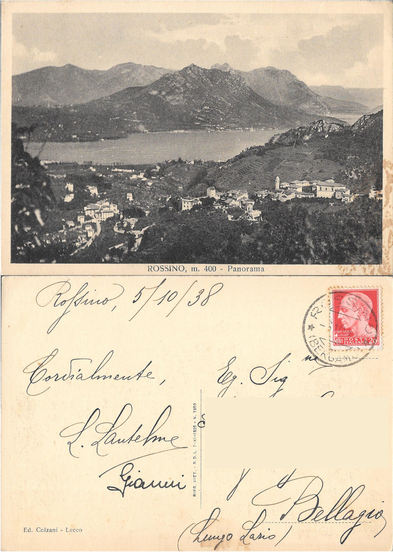 Rossino (LC). Panorama. Viaggiata 1938