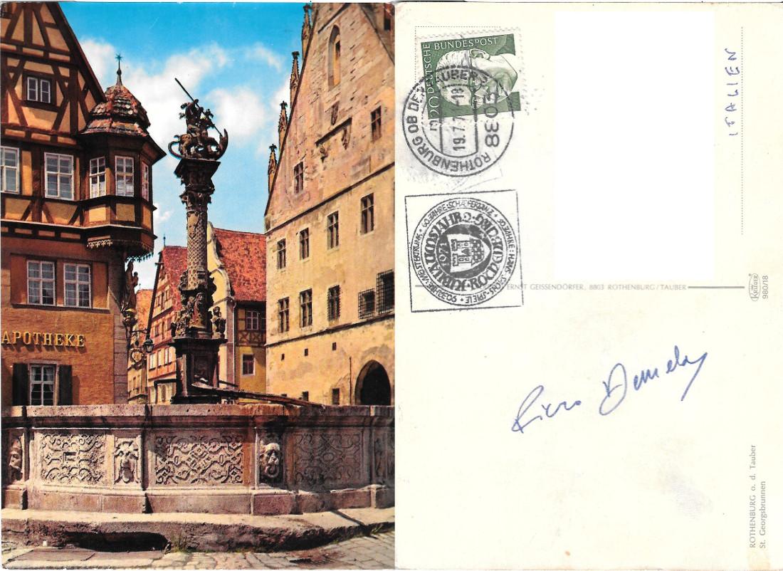 Rothenburg (GER). St. Georgsbrunnen. Viaggiata 1971