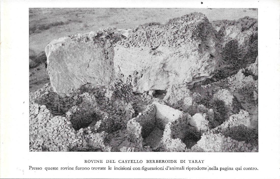 Rovine del Castello Berberoide di Tarat (Libia). Stampa 1934