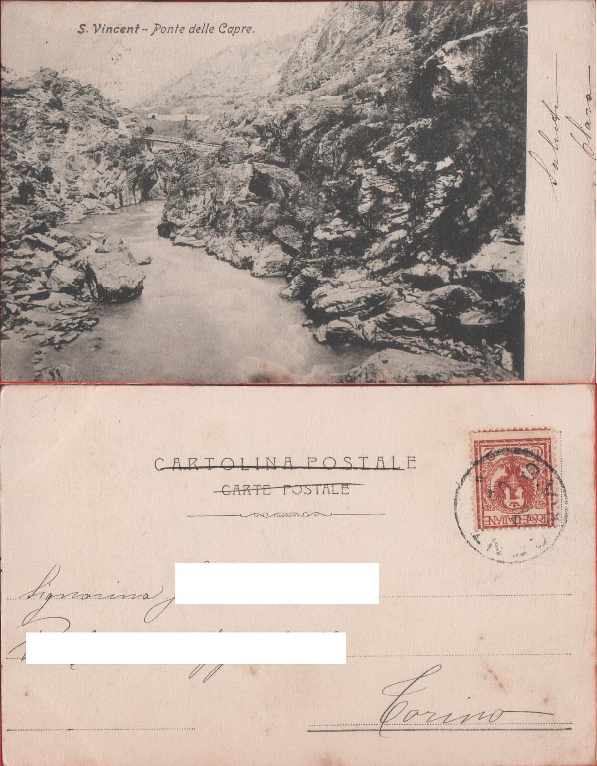 S. Vincent (AO). Ponte delle Capre. Viaggiata inizi 900