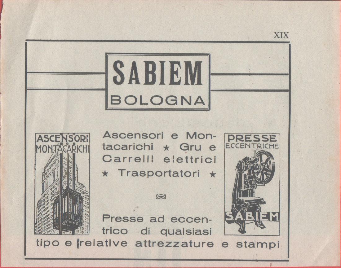 SABIEM Bologna. Pubblicità 1936