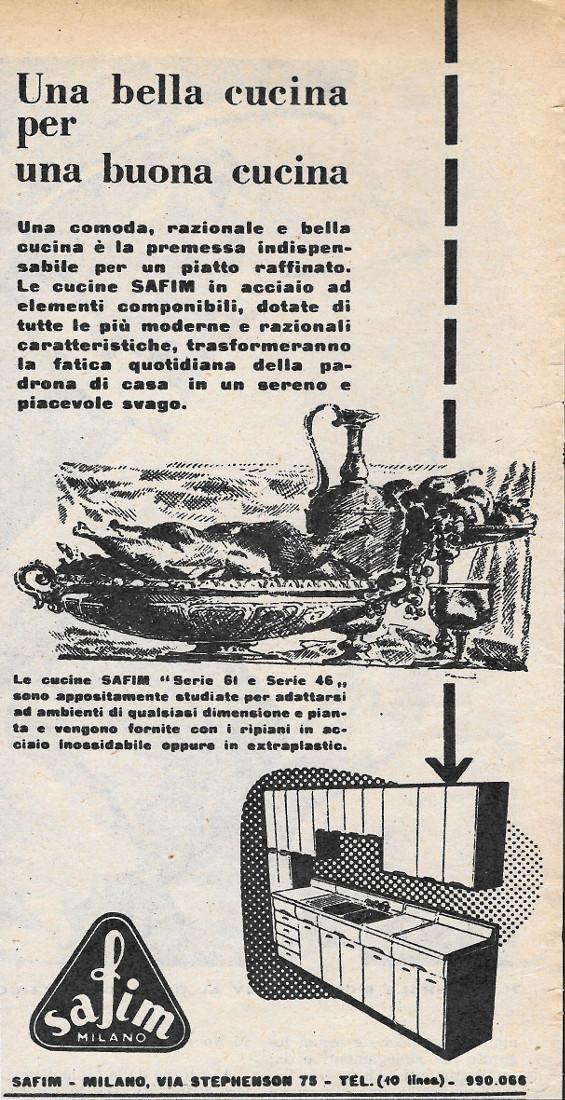 Safim cucine. Milano. Advertising 1956