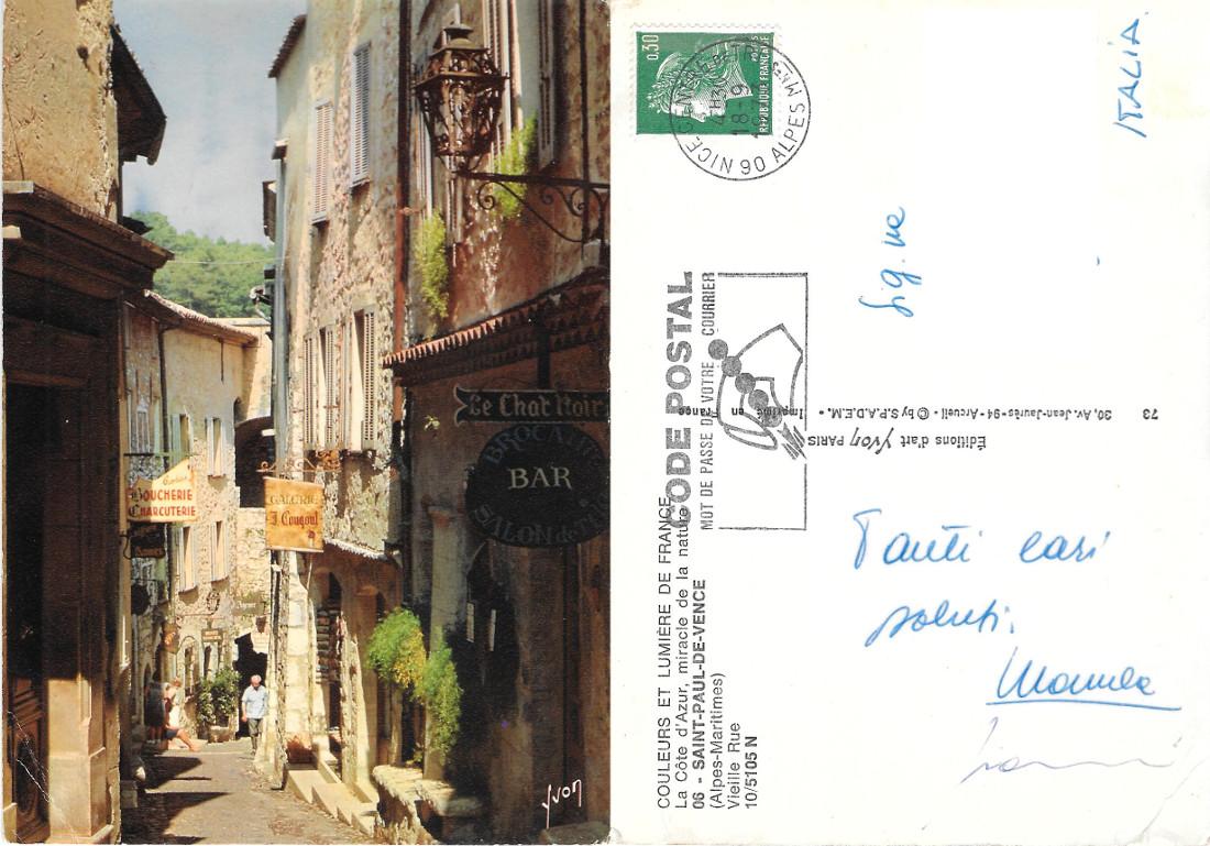 Saint Paul de Vence. Vieille rue. Viaggiata 1977