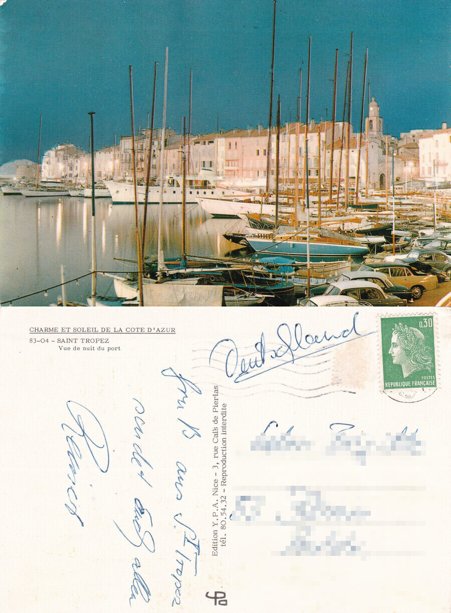 Saint Tropez. Vue de nuit du port. Viaggiata