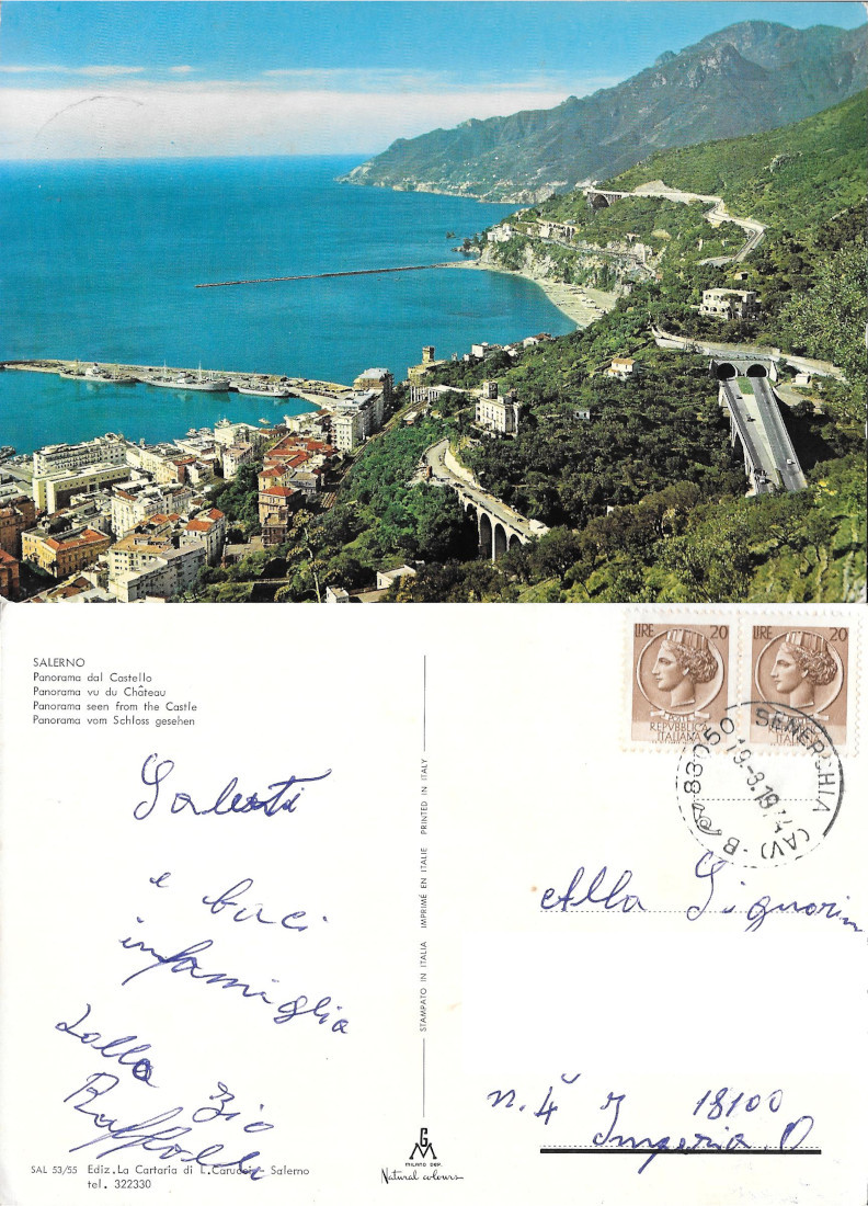 Salerno. Panorama dal Castello. Viaggiata 1974