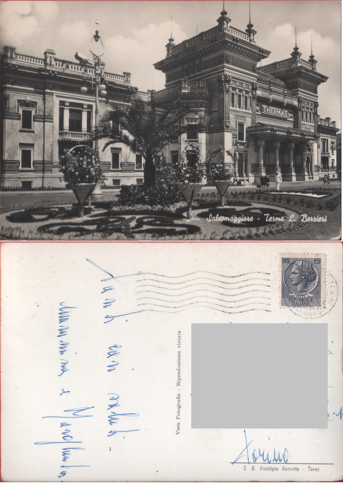 Salsomaggiore (PR). Terme Berzieri. Viaggiata 1961