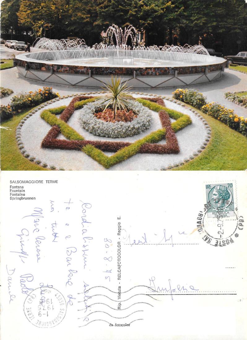 Salsomaggiore Terme (PR). Fontana. Viaggiata 1975