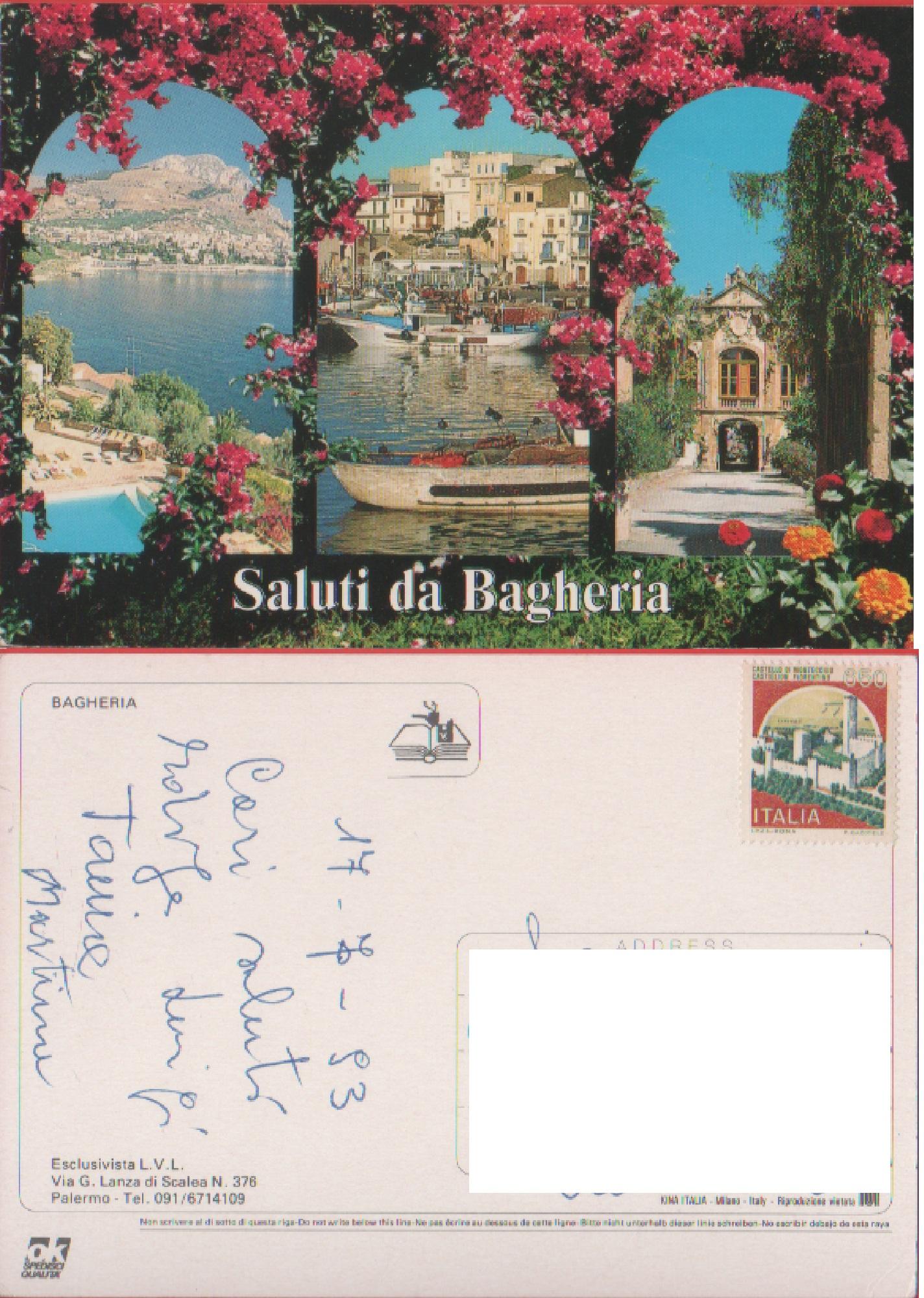 Saluti da Bagheria. Affrancata.