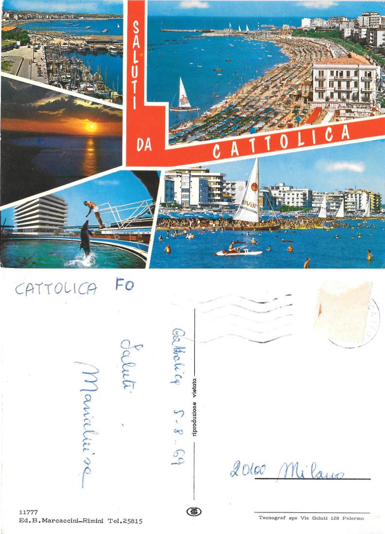 Saluti da Cattolica. Viaggiata 1969