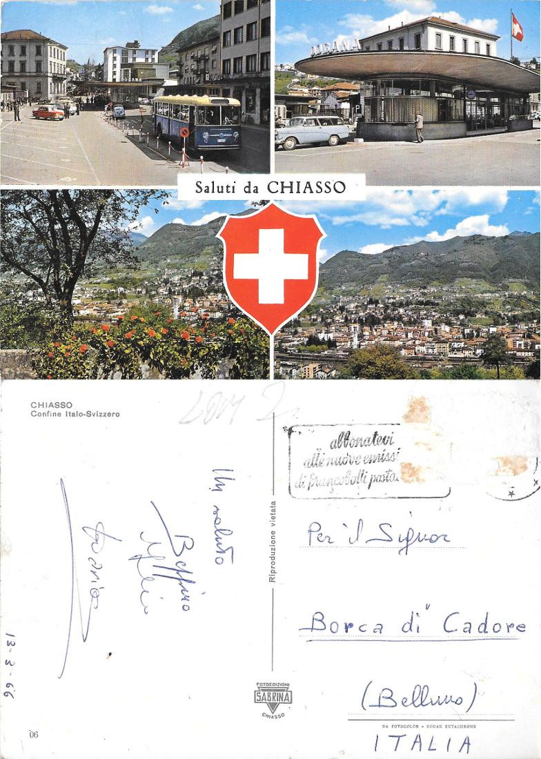 Saluti da Chiasso. Viaggiata 1966