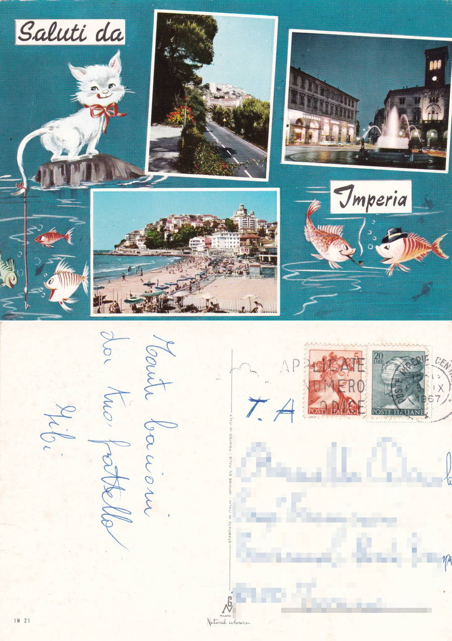 Saluti da Imperia. Viaggiata 1967