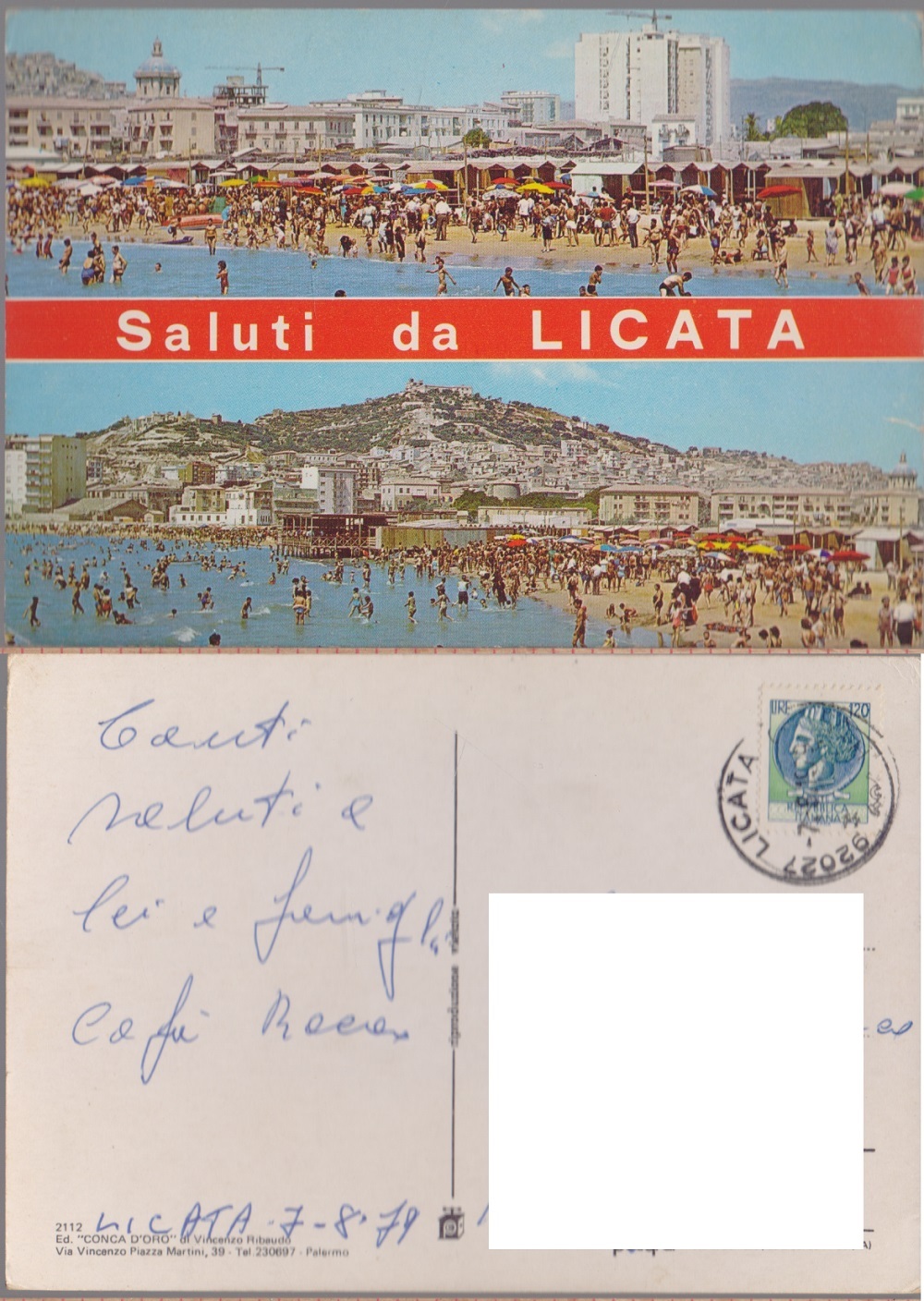 Saluti da Licata. Viaggiata 1979