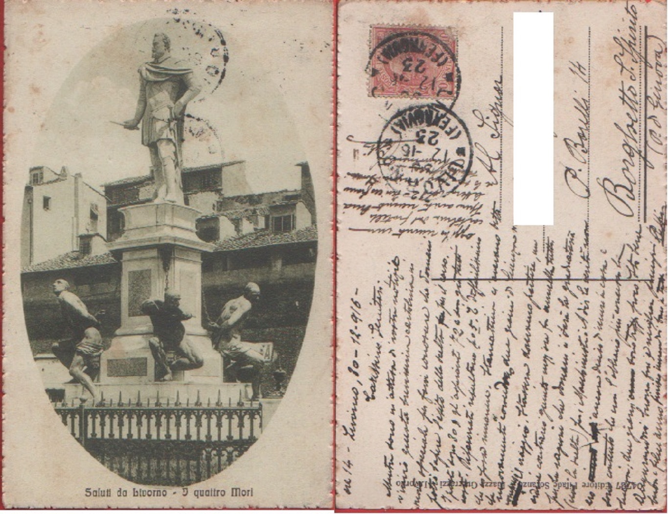 Saluti da Livorno. I quattro mori - Viaggiata 1916