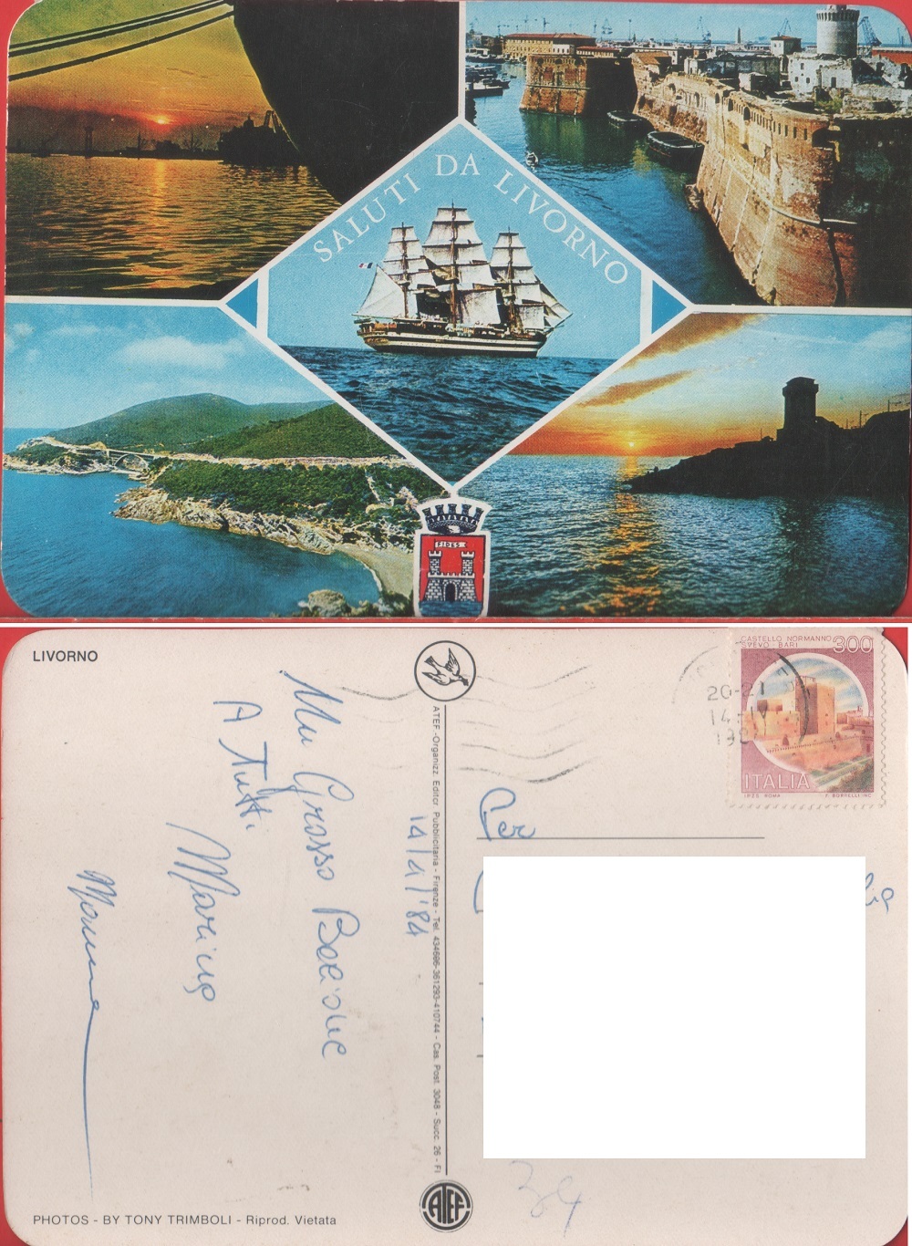 Saluti da Livorno. Viaggiata 1984