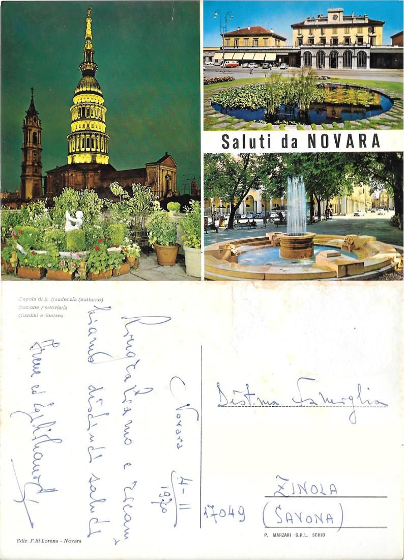 Saluti da Novara. Viaggiata 1970