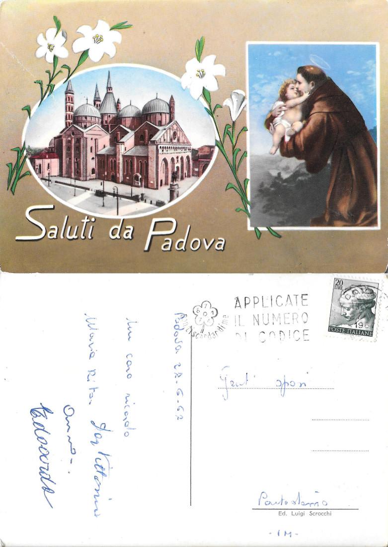 Saluti da Padova. Basilica e S. Antonio. Viaggiata 1967