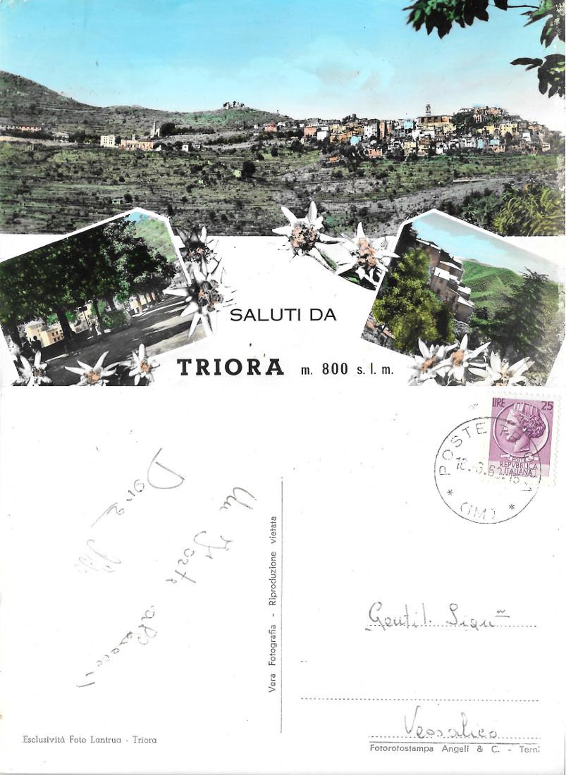 Saluti da Triora. Viaggiata 1969