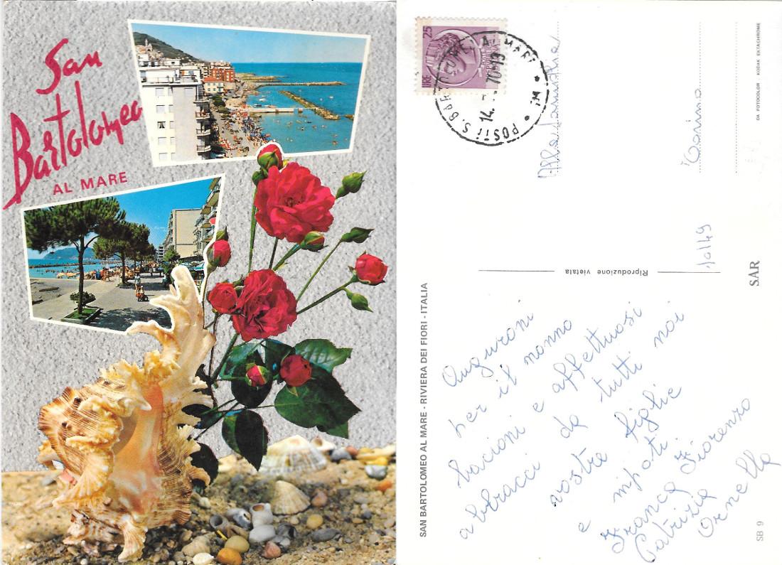 San Bartolomeo al Mare (IM). Viaggiata 1970