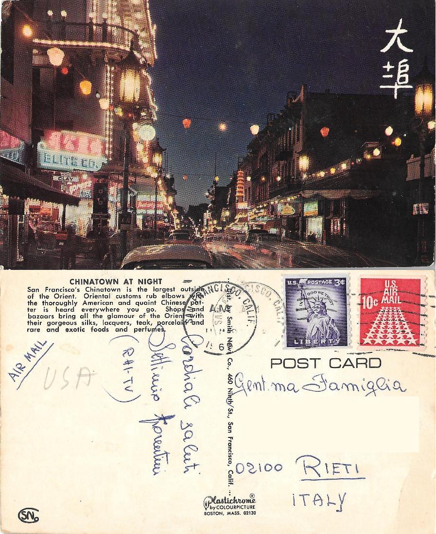 San Francisco. Chinatown at Night. Viaggiata 1969
