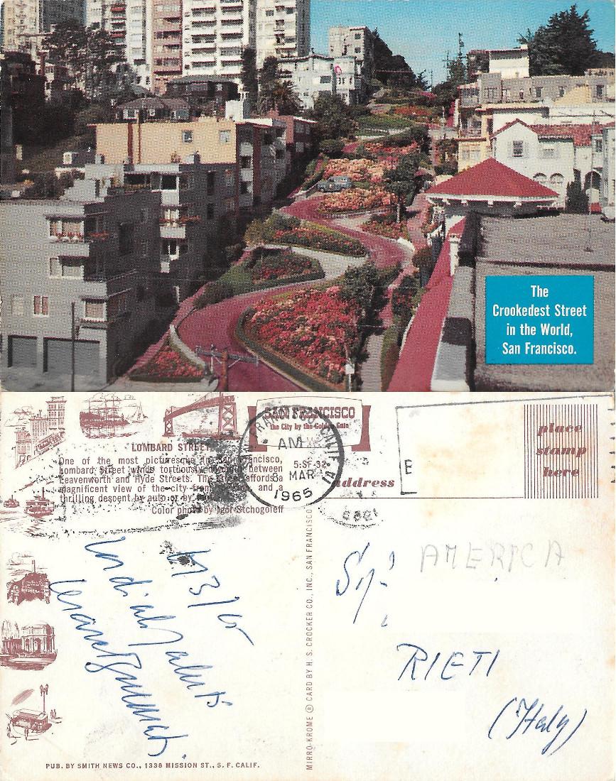 San Francisco. Lombard Street. Viaggiata 1965