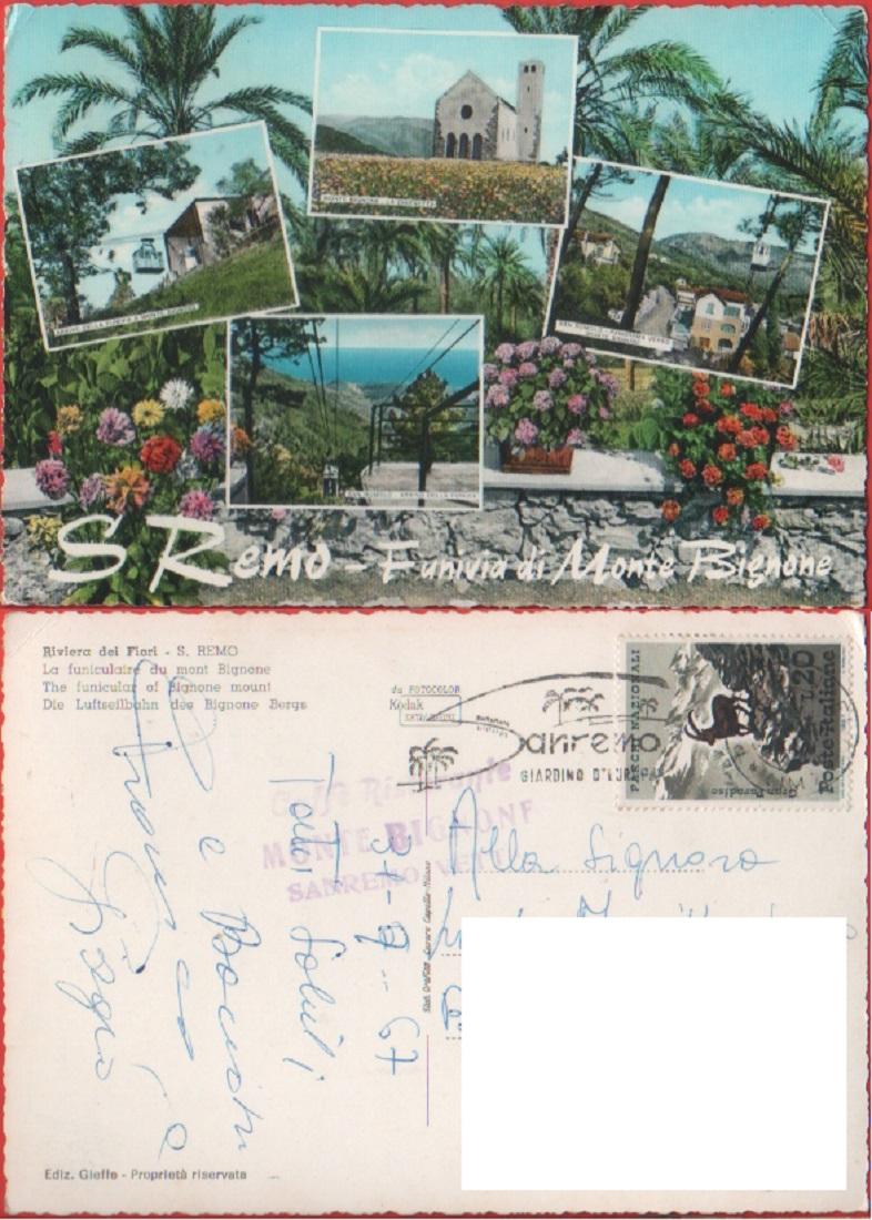 San Remo (IM). Funivia di monte Bignone. Viaggiata 1967