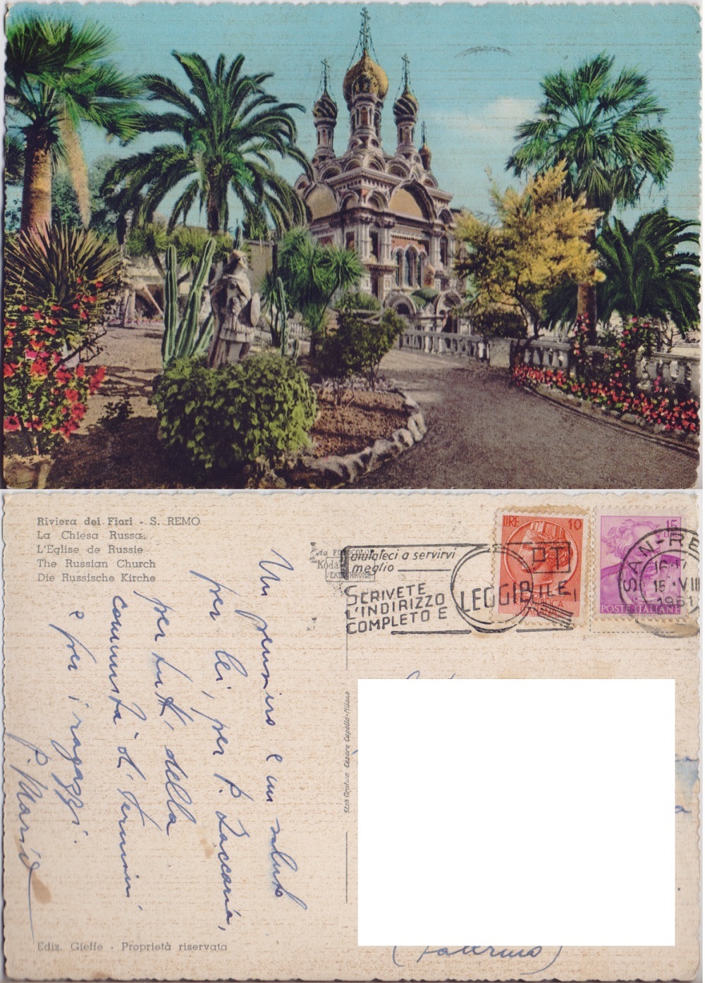 San Remo. La Chiesa Russa. Viaggiata 1961