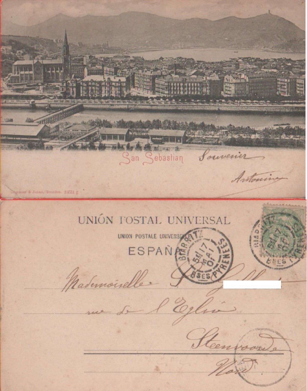 San Sebastian (Spagna) - Viaggiata 1901