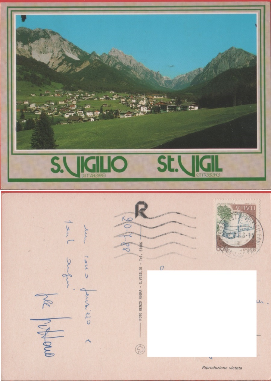 San Vigilio (BZ). Viaggiata 1988