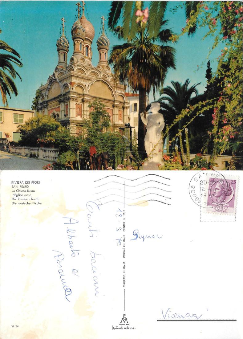 Sanremo. La chiesa russa. Viaggiata 1970