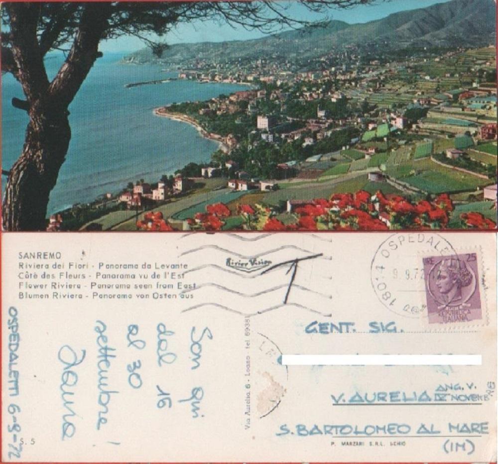 Sanremo. Panorama da levante. Viaggiata 1972