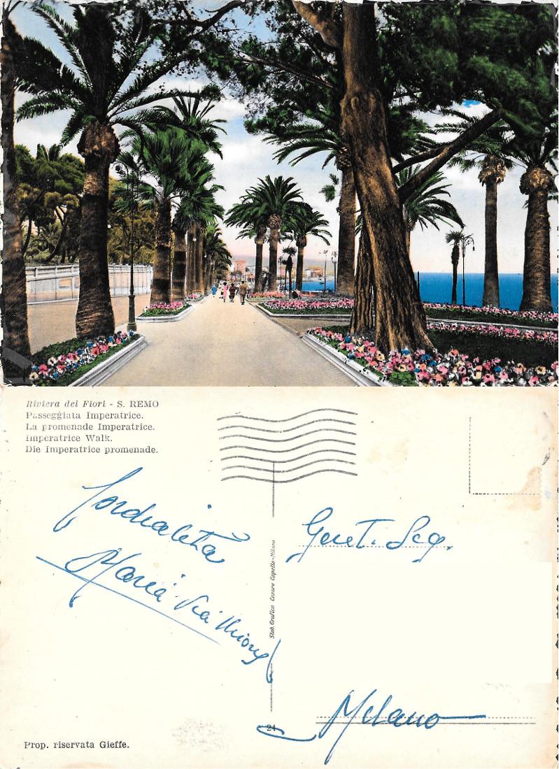 Sanremo. Passeggiata Imperatrice. Viaggiata