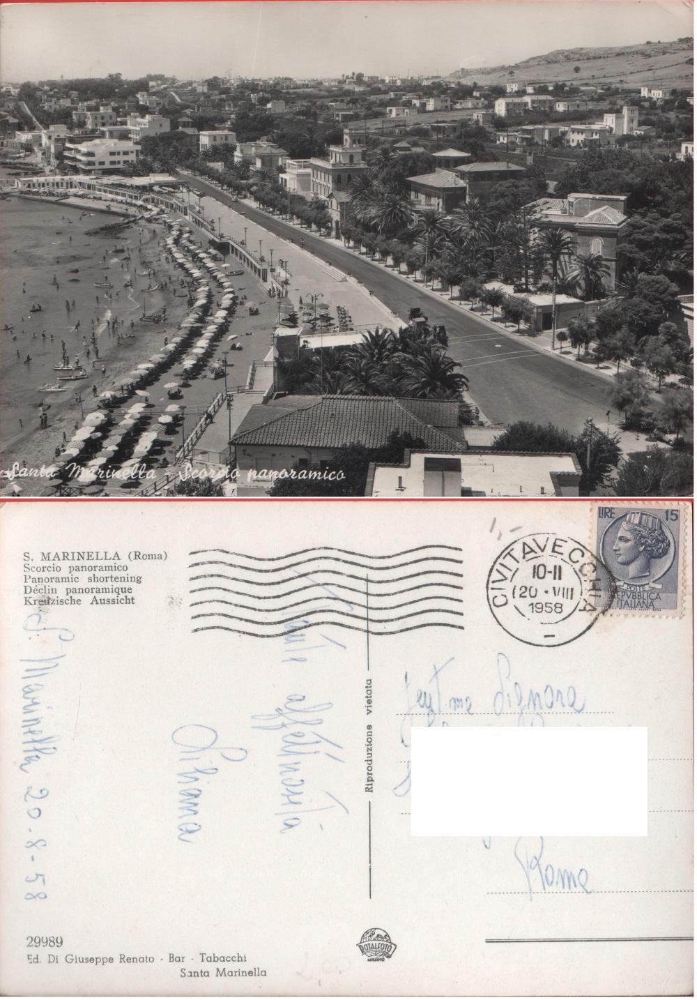Santa Marinella. Scorcio panoramico. Viaggiata 1958