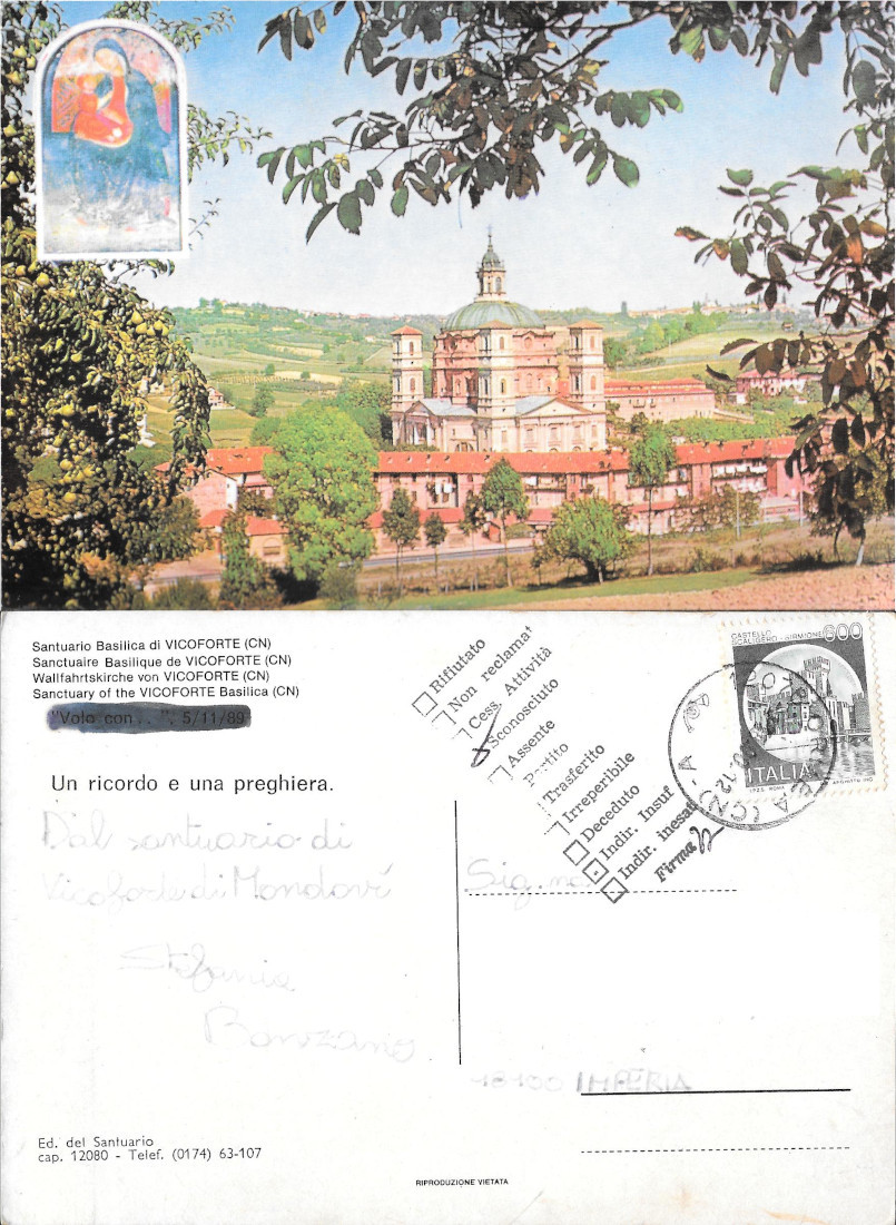 Santuario Basilica di Vicoforte CN. Viaggiata