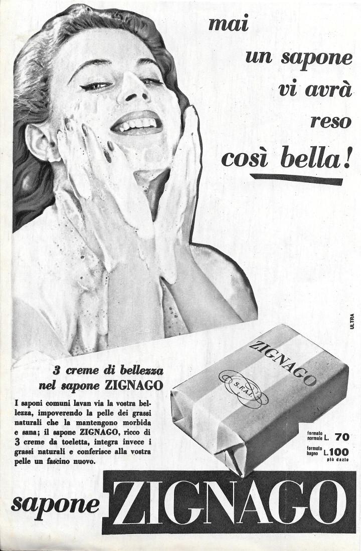 Sapone Zignago. Advertising 1956