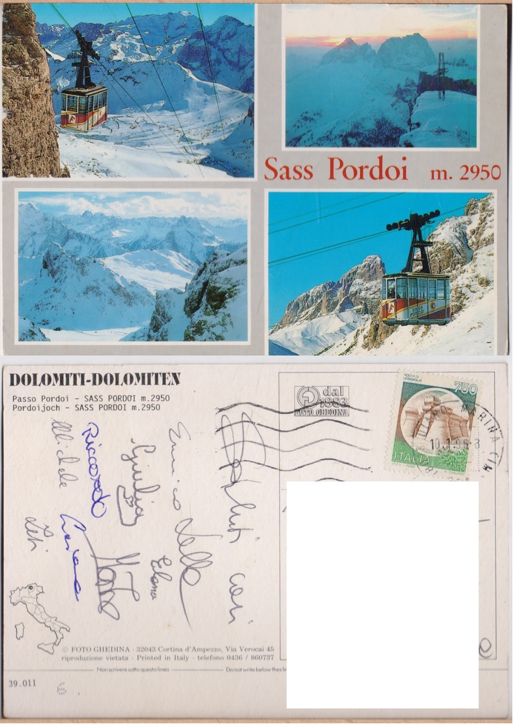 Sass Pordoi. Viaggiata 1996