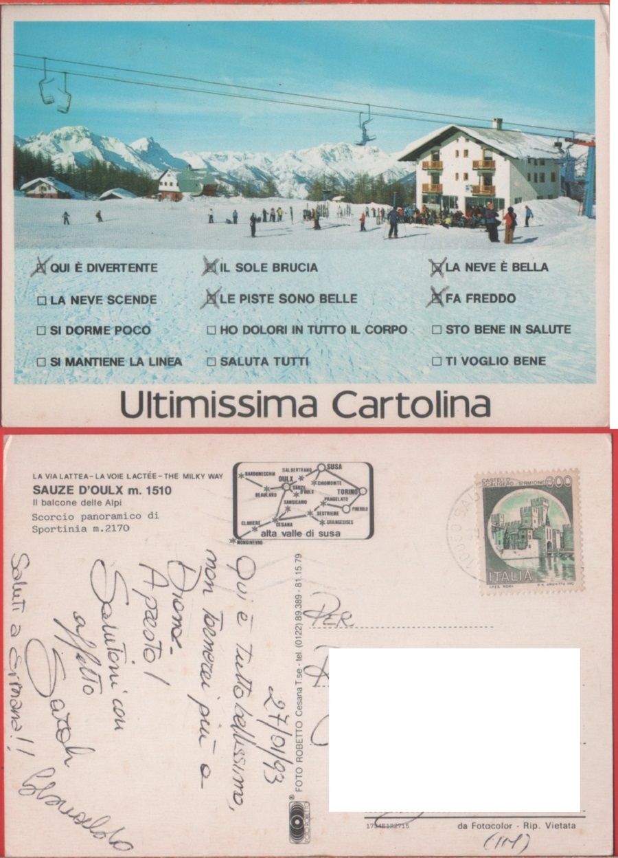 Sauze d'Oulx. Scorcio panoramico. Viaggiata 1993