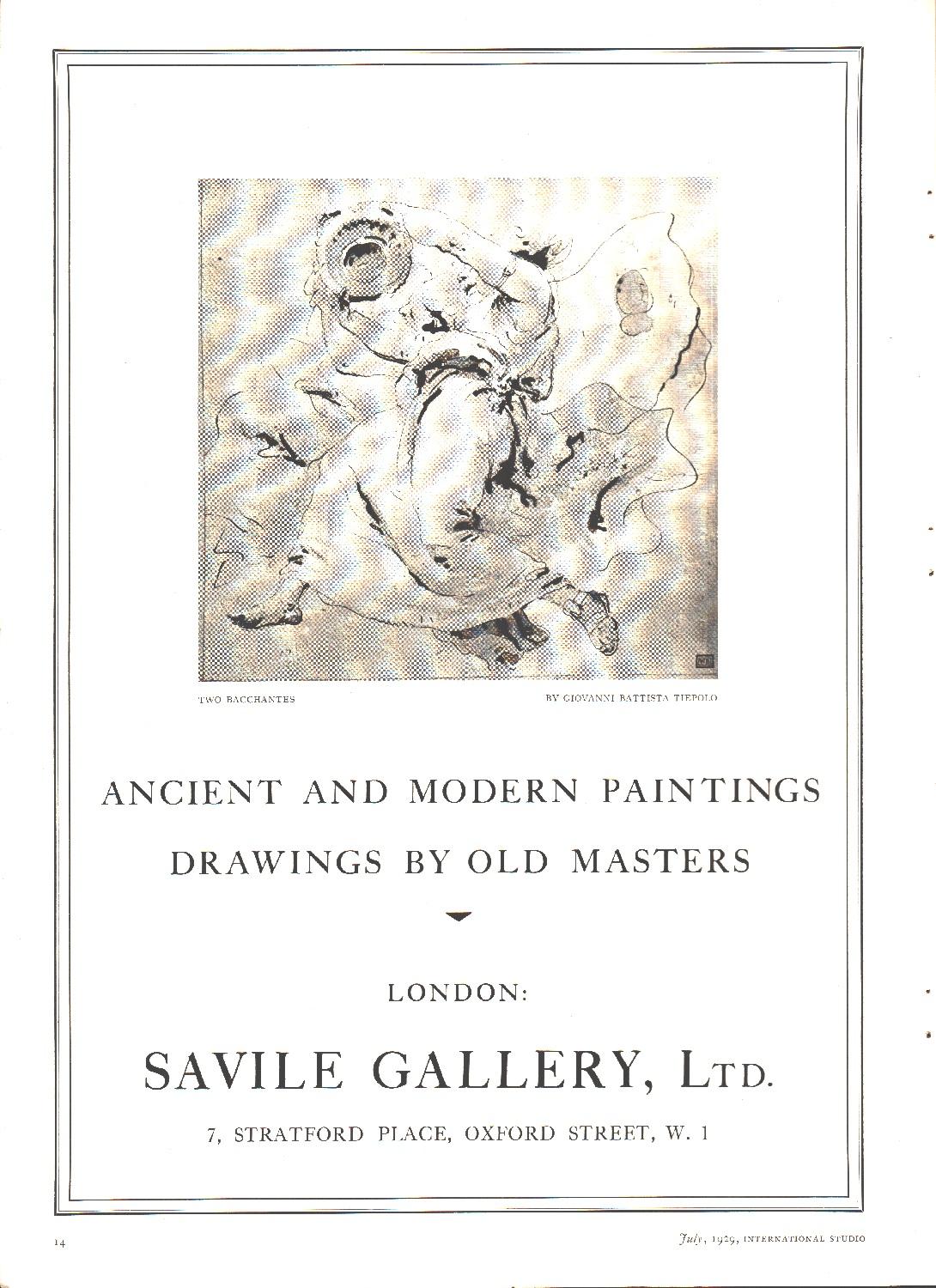 Saville Gallery, London. Pubblicità 1930