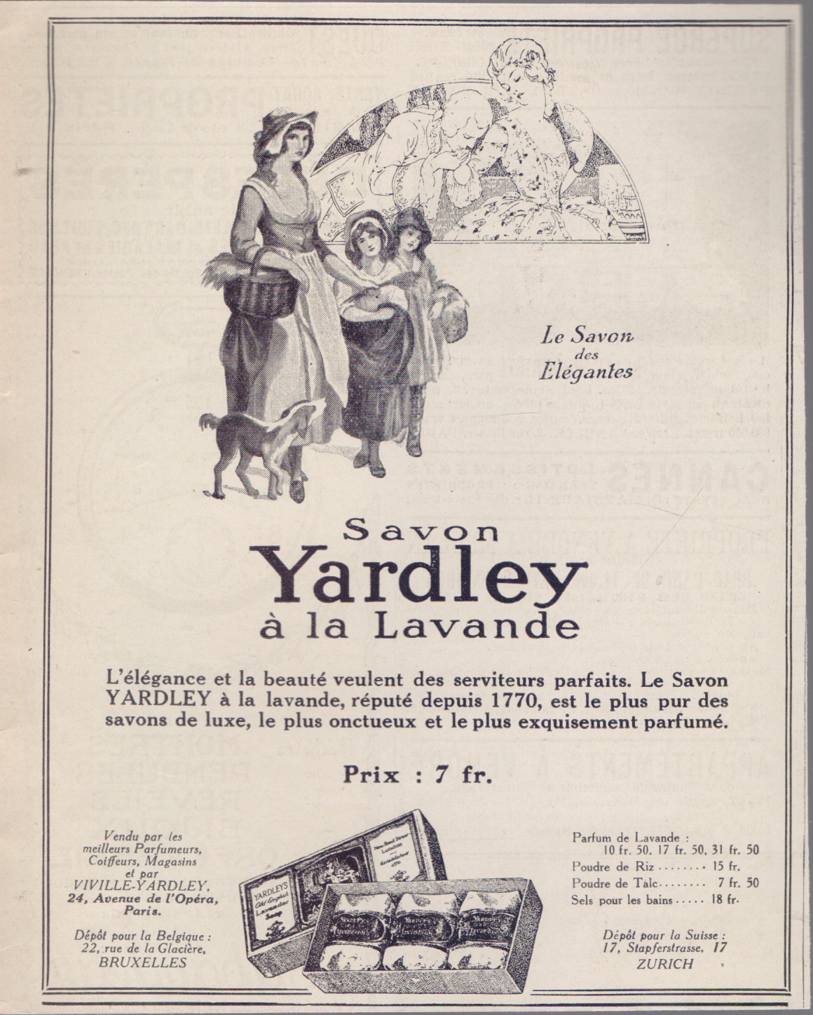Savon Yardley a la lavande Paris. Advertising 1926
