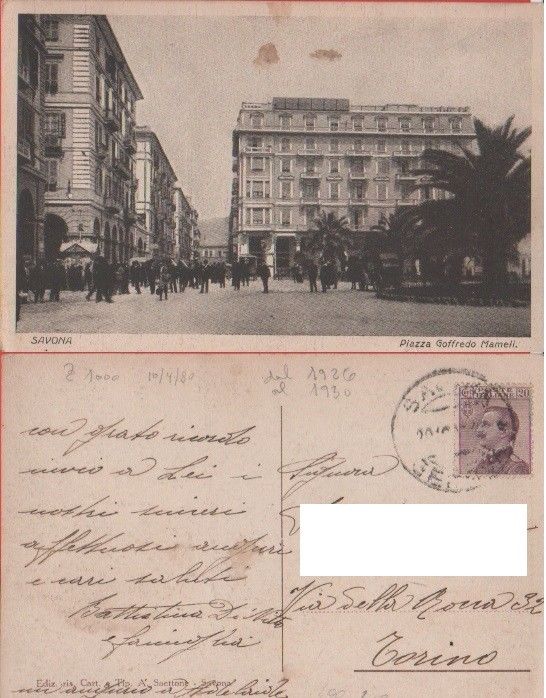 Savona. Piazza Goffredo Mameli. Viaggiata