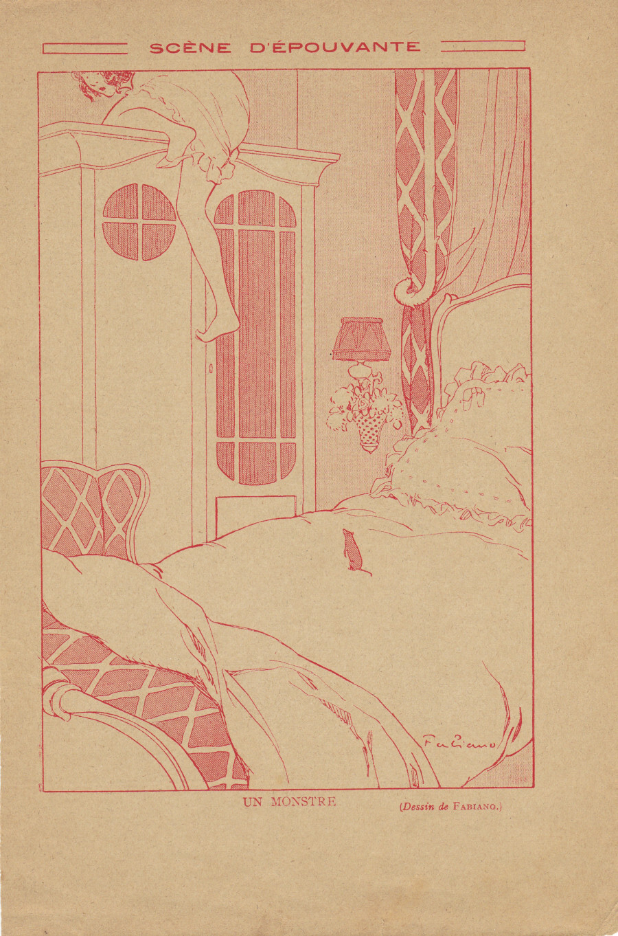 Scene d'epouvante. Un monstre (ill. Fabiano). Stampa 1913